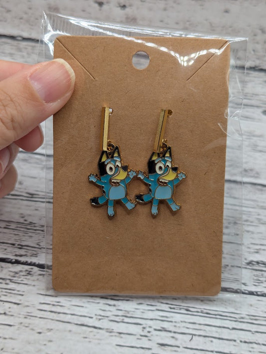 Bluey Dancing, Gold Bar Earrings