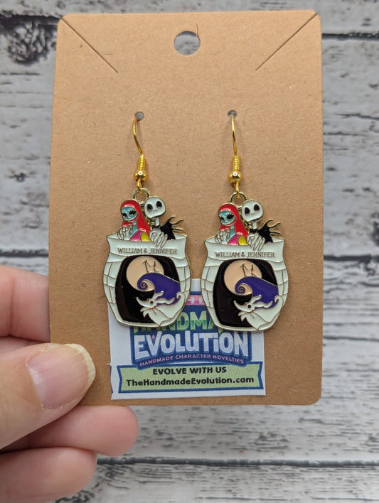 Jack, Sally & Zero, Gold Hook Dangle Earrings