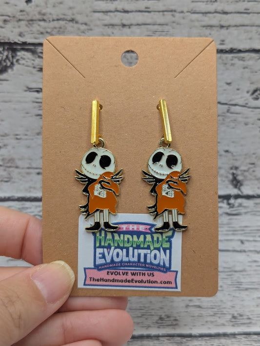 Jack & Oogie Boogie, Gold Bar Earrings