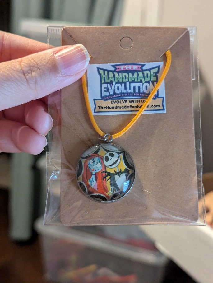 Jack & Sally, Bezel, Orange Necklace