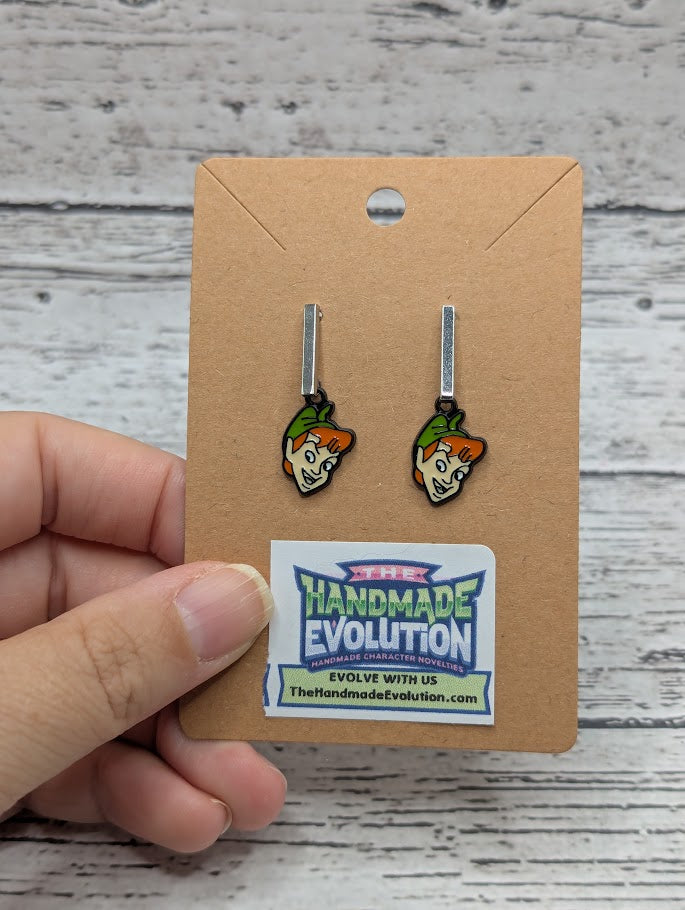 Peter Pan, Silver Bar Earrings