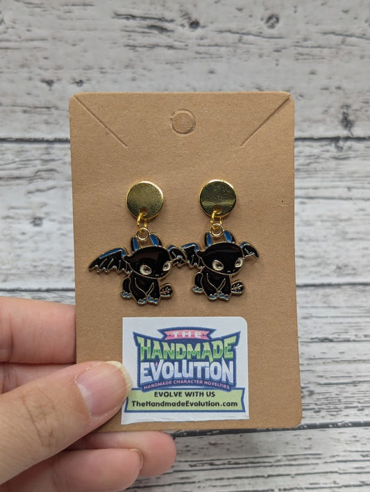 Toothless, Gold Circle Earrings