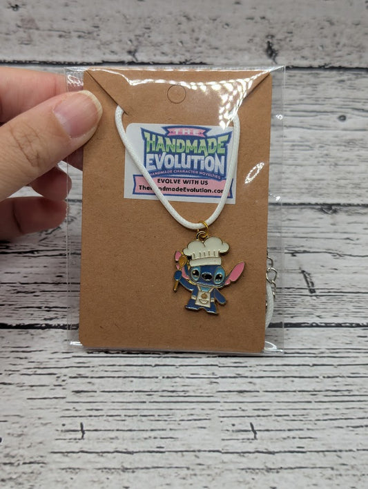 Stitch, Chef, Baking, White Necklace