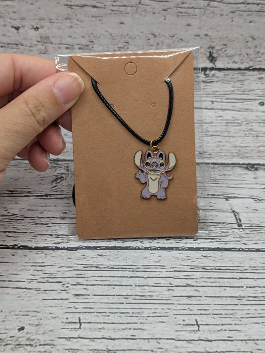 Stitch Angel, Thumbs Up, Black Necklace