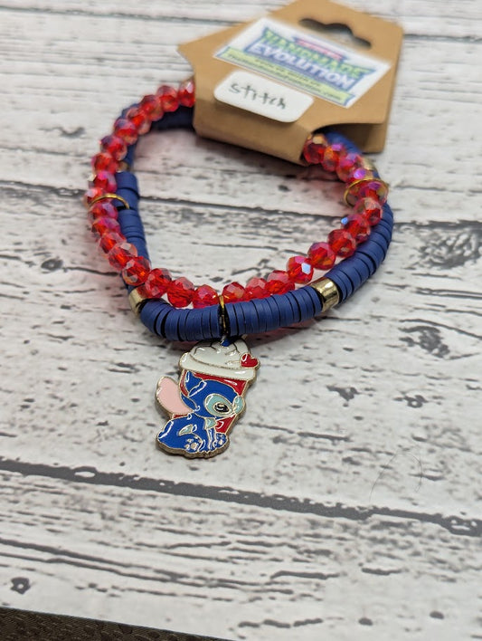 Stitch, Heart Coffee, Red and Blue Bracelet