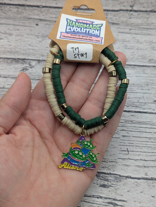 Aliens, Tan and Green Bracelet