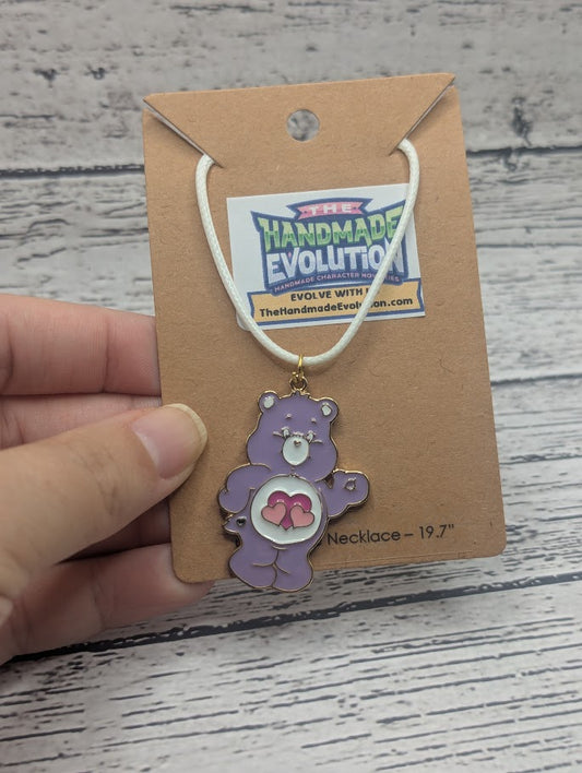 Purple Care Bear, White Necklace