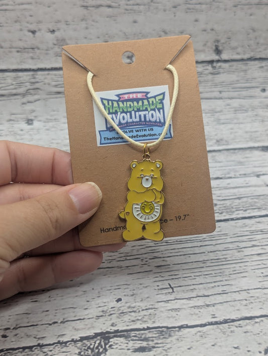 Yellow Care Bear, White Necklace