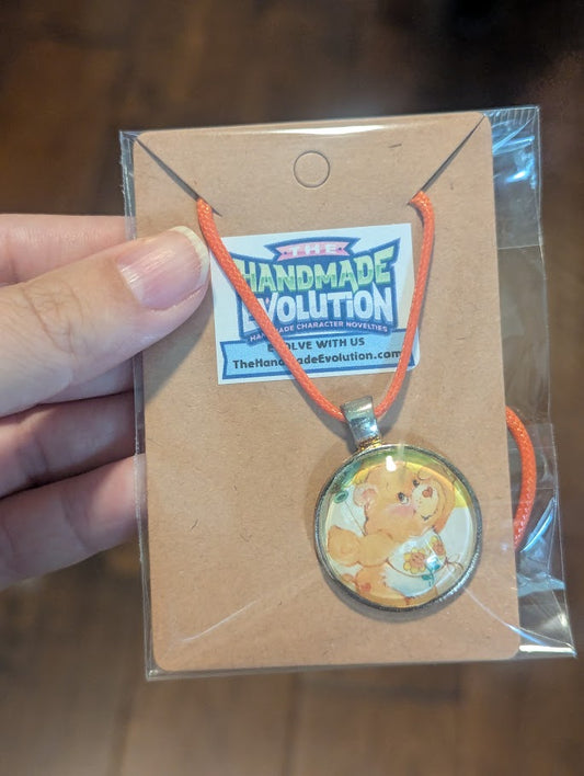 Orange Care Bear, Bezel, Orange Necklace