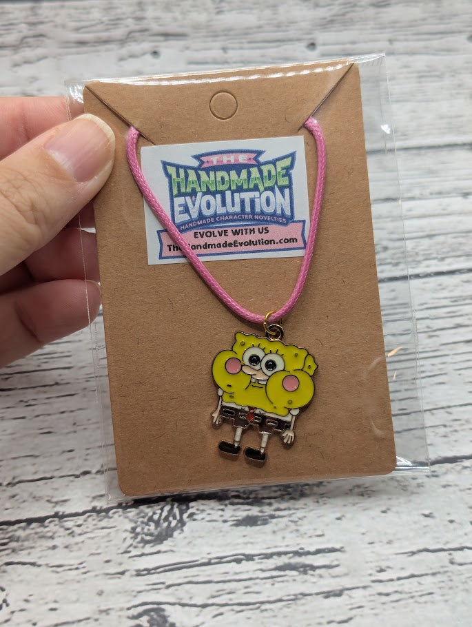 Spongebob Full Cheeks, Pink Necklace