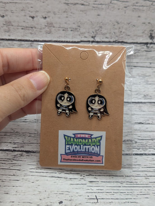 Powerpuff Girls, Purple, Gold Dot Stud Earrings