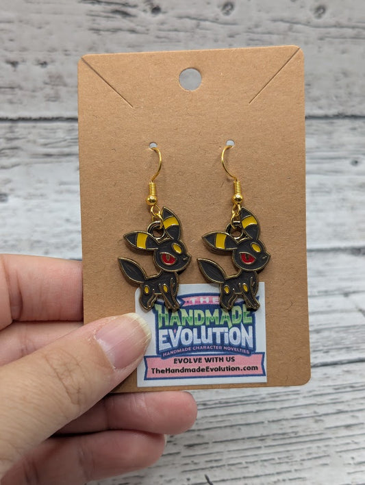 Umbreon, Gold Hook Dangle Earrings