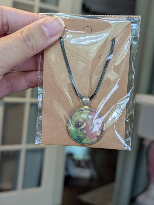 Vivillon, Upcycled Pokemon Card, Bezel, Black Necklace