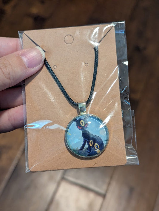Umbreon, Upcycled Pokemon Card, Bezel, Black Necklace