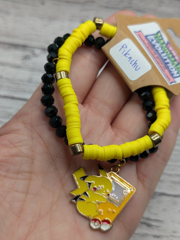 Pikachu, Game Boy, Yellow Black, Bead Bracelet