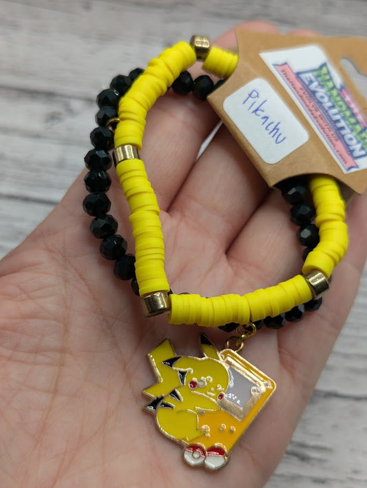 Pikachu, Game Boy, Yellow Black, Bead Bracelet