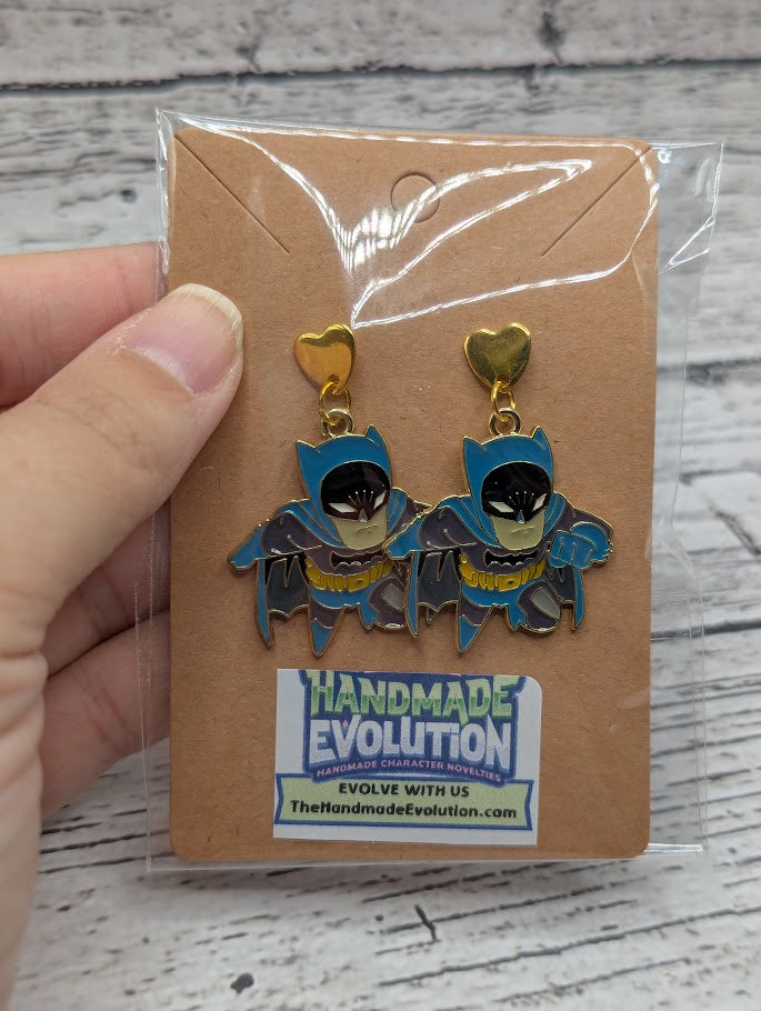 Batman, Gold Heart Stud Earrings