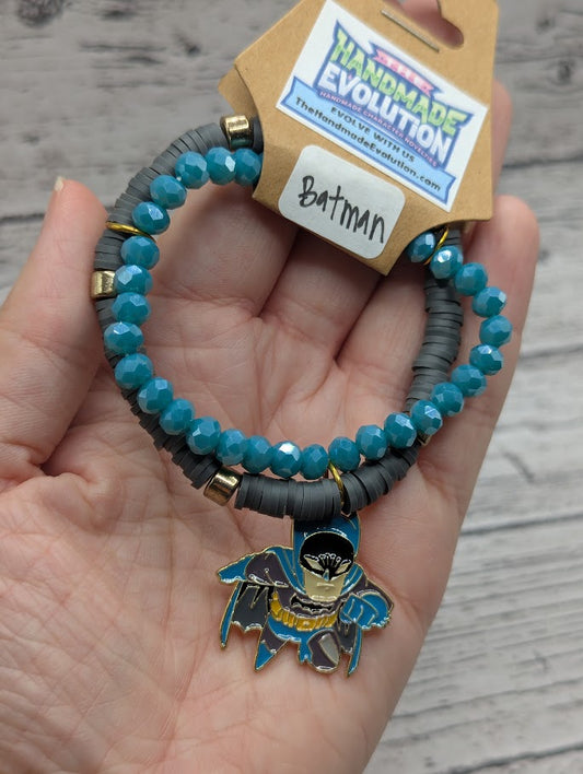 Batman, Grey Blue Bead Bracelet