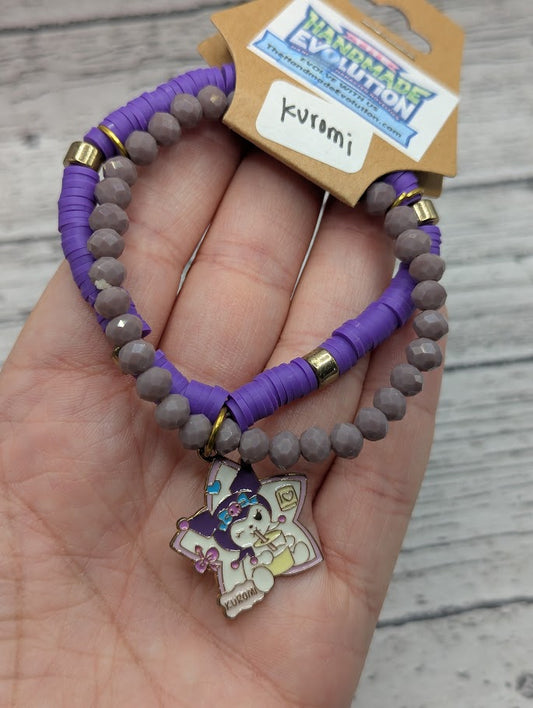 Kuromi, Purple, Bead Bracelet