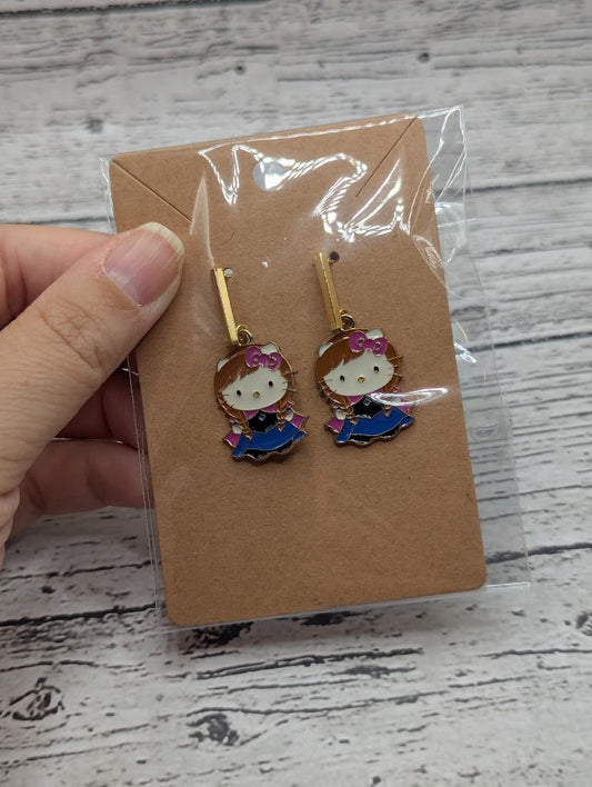Hello Kitty, Anna, Gold Bar Stud Earrings