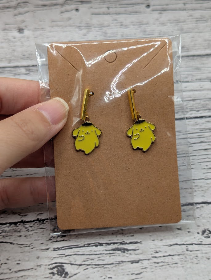 Pompompurin, Gold Bar Stud Earrings