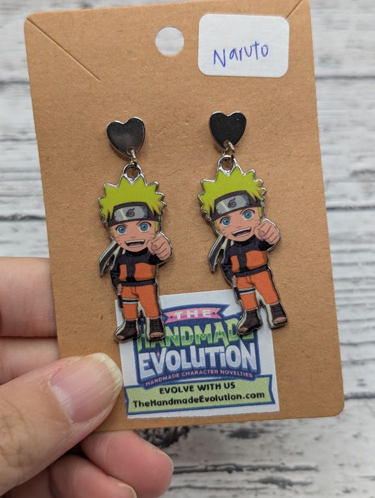 Naruto, Silver Heart  Stud Earrings