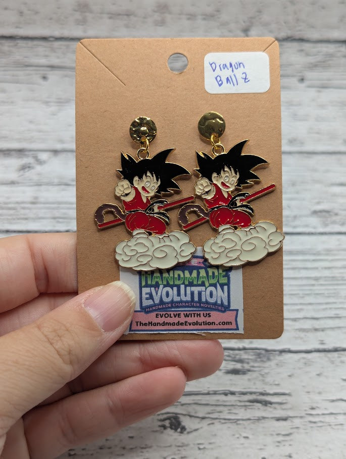 Dragon Ball Z, Cloud, Gold Circle Stud Earrings