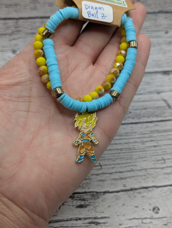 Dragon Ball Z, Yellow Hair, Yellow Blue Bead Bracelet