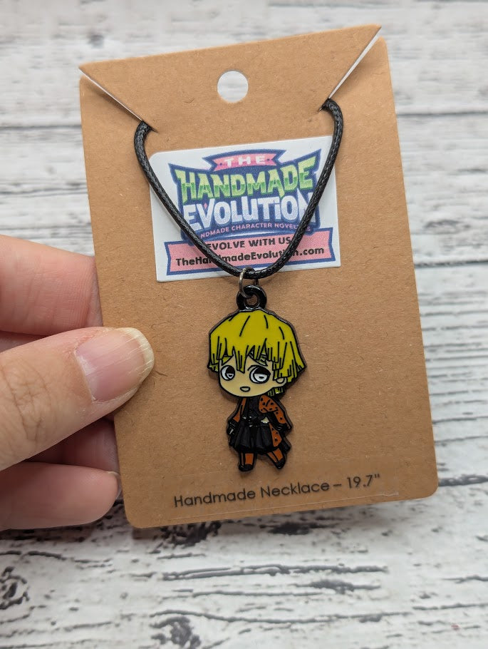Demon Slayer, Yellow Hair, Black Necklace