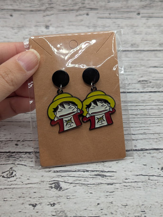 One Piece, Black Circle Stud Earrings