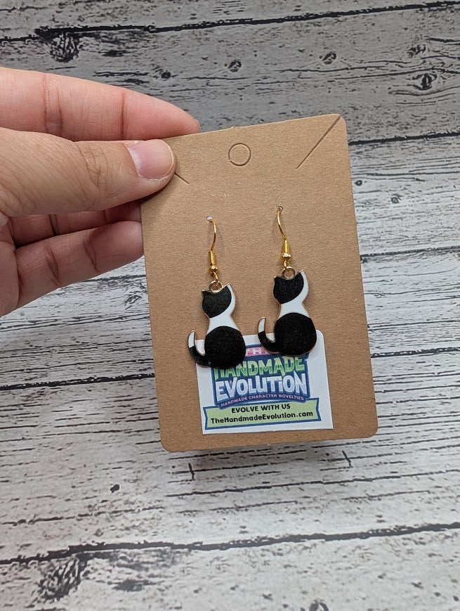 Cat Earrings - Black and White