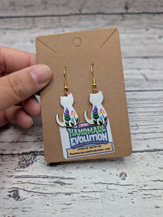 Cat Earrings - Wildflowers